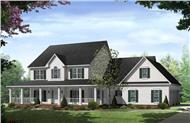 This is a very clean computerized image that shows the front elevation of these Country House Plans.