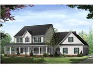 This is a very clean computerized image that shows the front elevation of these Country House Plans.