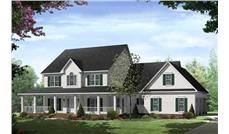 This is a very clean computerized image that shows the front elevation of these Country House Plans.