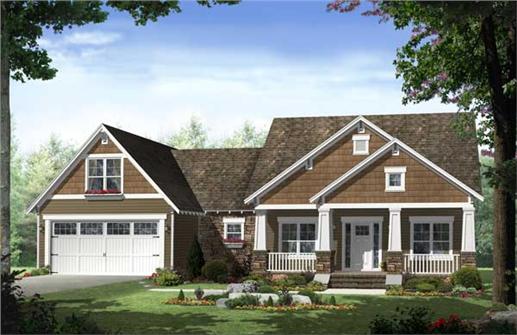This is a computer rendering of these Craftsman House Plans.