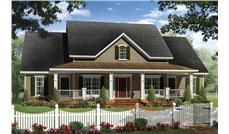 This is a grand front elevation for these Farmhouse House Plans.