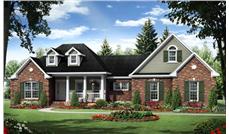 This is a computer rendering of these Ranch style French House Plans.