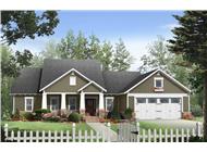 This image shows the front elevation of these Craftsman House Plans.