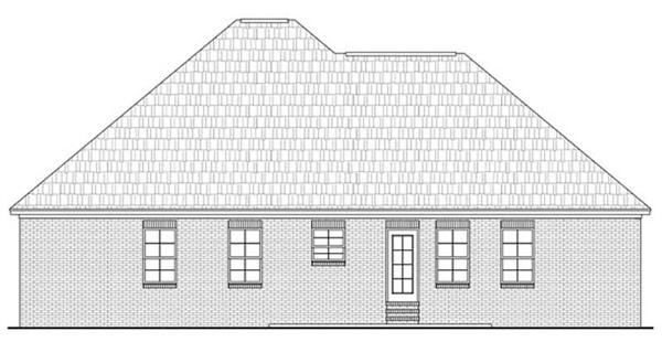 House Plan HPG-1750B-1 Rear Elevation
