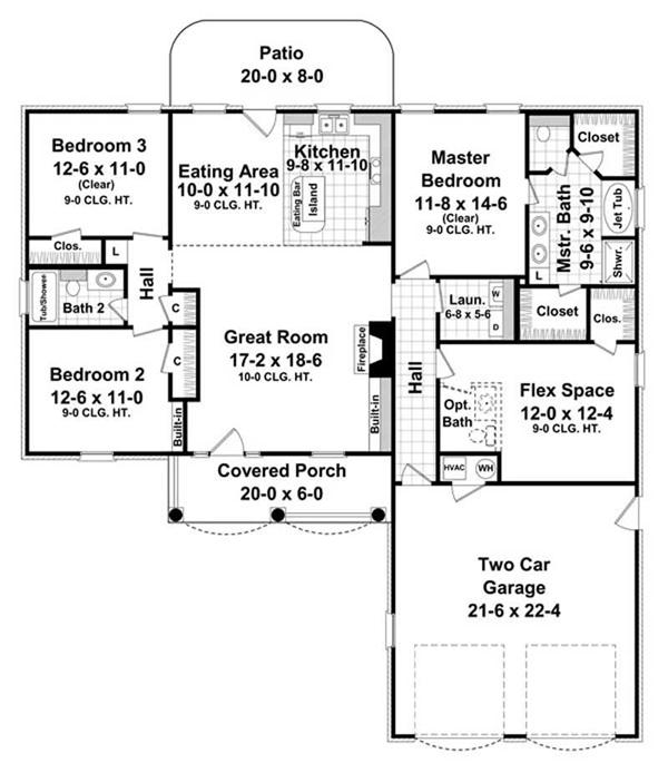House Plan HPG-1750B-1 Main Floor Plan