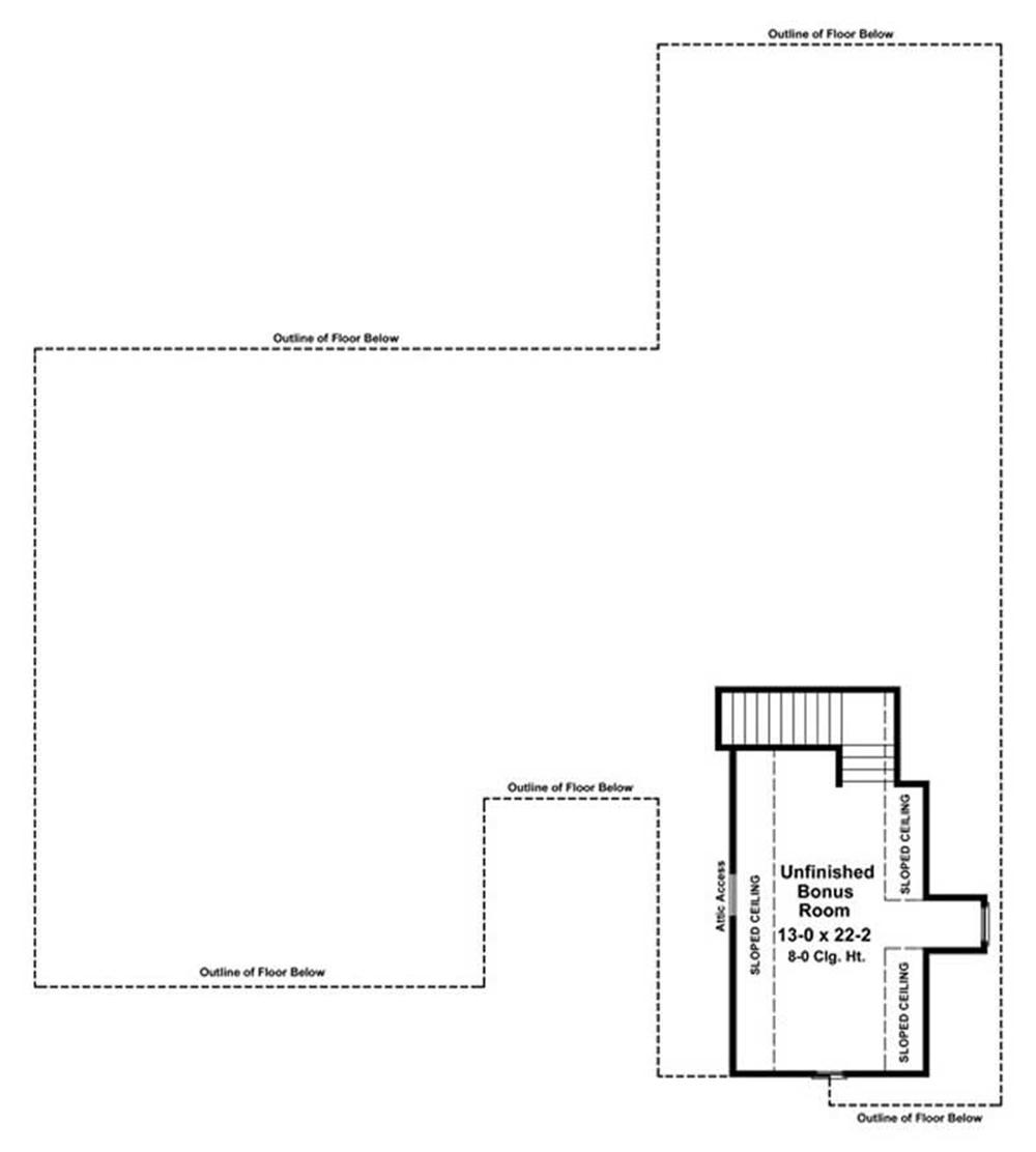 House Plan HPG-2500-1 Bonus Room Floor Plan