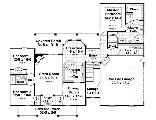 141-1237 house plan first floor elevation