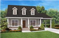 This is a colored rendering of these Cape Cod House Plans.