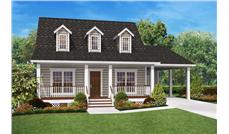 This is a colored rendering of these Cape Cod House Plans.