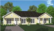 This is a computer rendering of these Ranch Duplex House Plans.