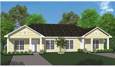 This is a computer rendering of these Ranch Duplex House Plans.