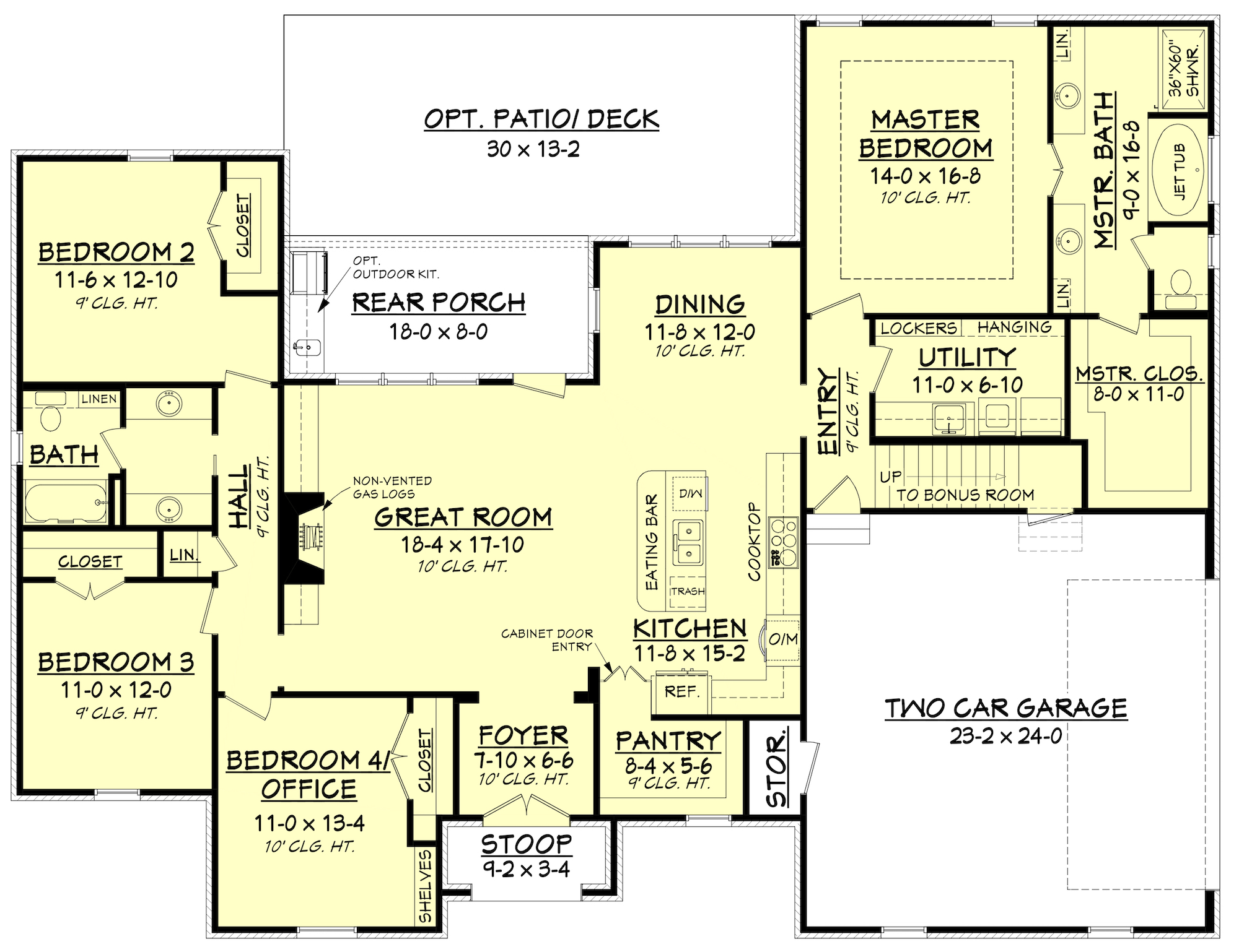 Acadian House Plan 1421154: 4 Bedrm, 2210 Sq Ft Home Plan