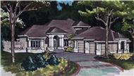 Luxury Houseplans LS-B-91008 colored front rendering.