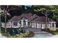 Luxury Houseplans LS-B-91008 colored front rendering.