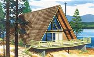 This is a colored rendering of A Frame House Plans LS-H-6-LA.