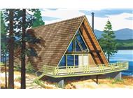 This is a colored rendering of A Frame House Plans LS-H-6-LA.