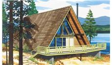 This is a colored rendering of A Frame House Plans LS-H-6-LA.