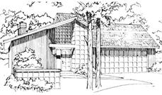 This image shows the modern style of this house plan.