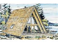 This is a colored rendering of A-Frame Home Plans LS-H-15-1.