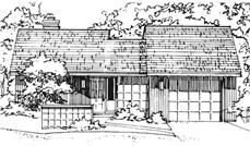 This image shows the Postmodern style of this house plan.