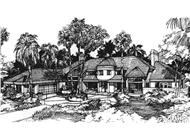 This is the front elevation for these mediterranean house plans LS-B-93025.