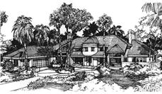 This is the front elevation for these mediterranean house plans LS-B-93025.