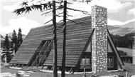 This is the front elevation of A-Frame Homeplans LS-H-770-2.
