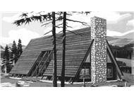 This is the front elevation of A-Frame Homeplans LS-H-770-2.