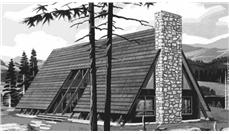 This is the front elevation of A-Frame Homeplans LS-H-770-2.