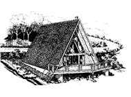 This shows the front elevation of A-frame Home Plans LS-H-6.