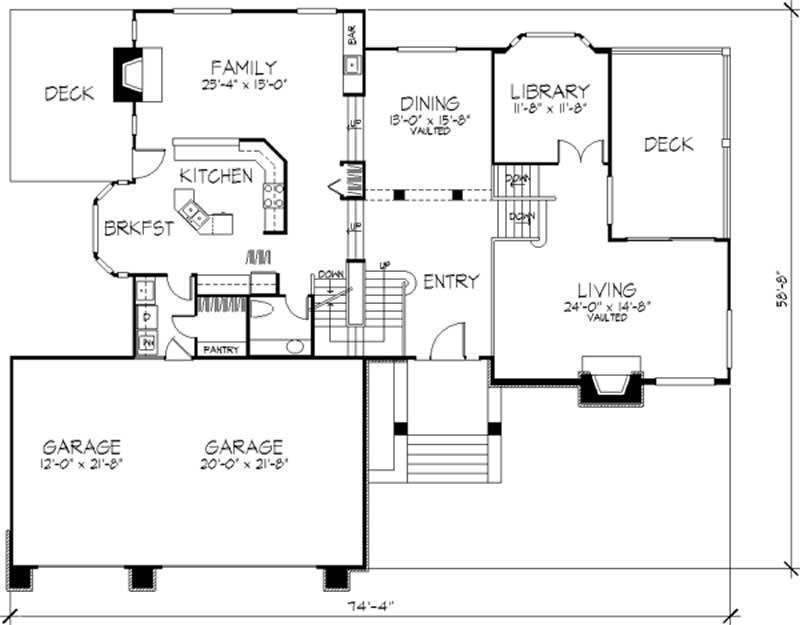 Multilevel House Plans, Country House Plans, 11/2 Story