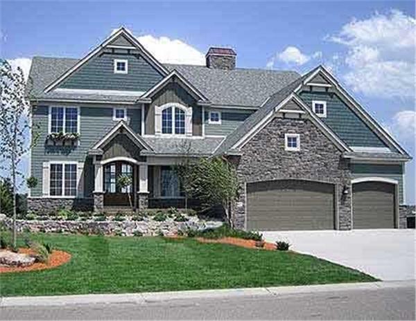 This is a color photo of these Craftsman Home Plans.