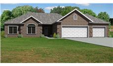 This is a computer generated front elevation of these Ranch House Plans.