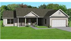 This is the front elevation for these Traditional Ranch Houseplans.