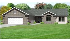 This is the front elevation of this set of Ranch Homeplans.