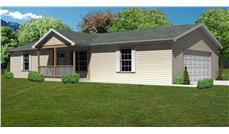 This is a very cheery rendering of these Ranch House Plans.