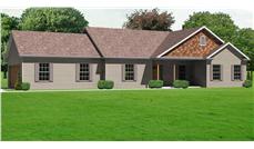 This is a flambouyant front elevation of these Ranch Houseplans.