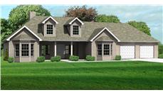 This is a computer rendering of these Ranch House Plans.