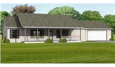 This image shows the front elevation of these Ranch Houseplans.