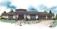 This is a color rendering of these Prairie House Plans.