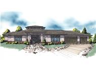 This is a color rendering of these Prairie House Plans.