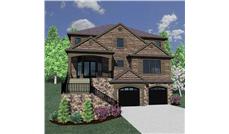 This is the front elevation for these Shingle House Plans.