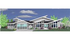 This is a 3D rendering of these Contemporary House Plans.