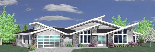 This is a 3D rendering of these Contemporary House Plans.