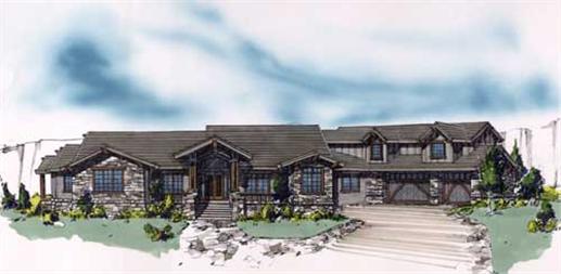 This is the front elevation for these Luxury House Plans.