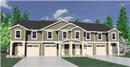 This is the front elevation for these Multi-Unit Home Plans.