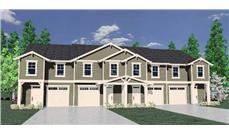 This is the front elevation for these Multi-Unit Home Plans.