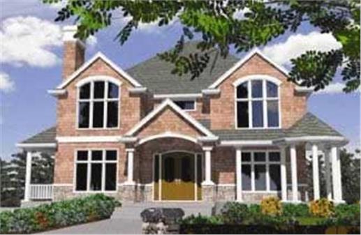 European house plans M-4910 color rendering.