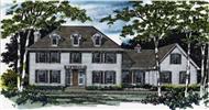 Colonial Home Plans M-3461 color front elevation.