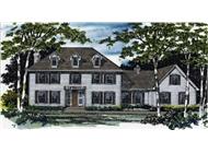 Colonial Home Plans M-3461 color front elevation.